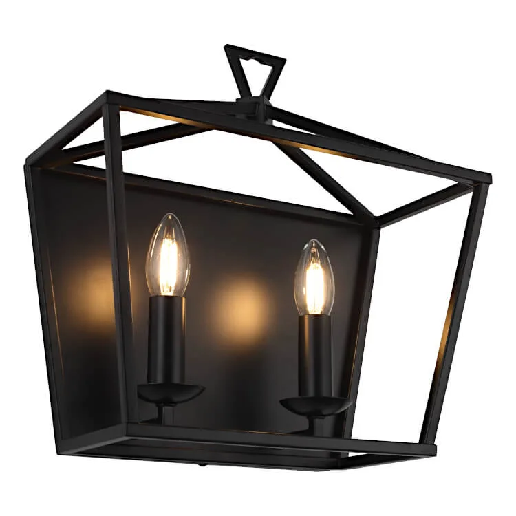 COUGAR LIGHTING PERIGAN 2LT WALL LIGHT BLACK