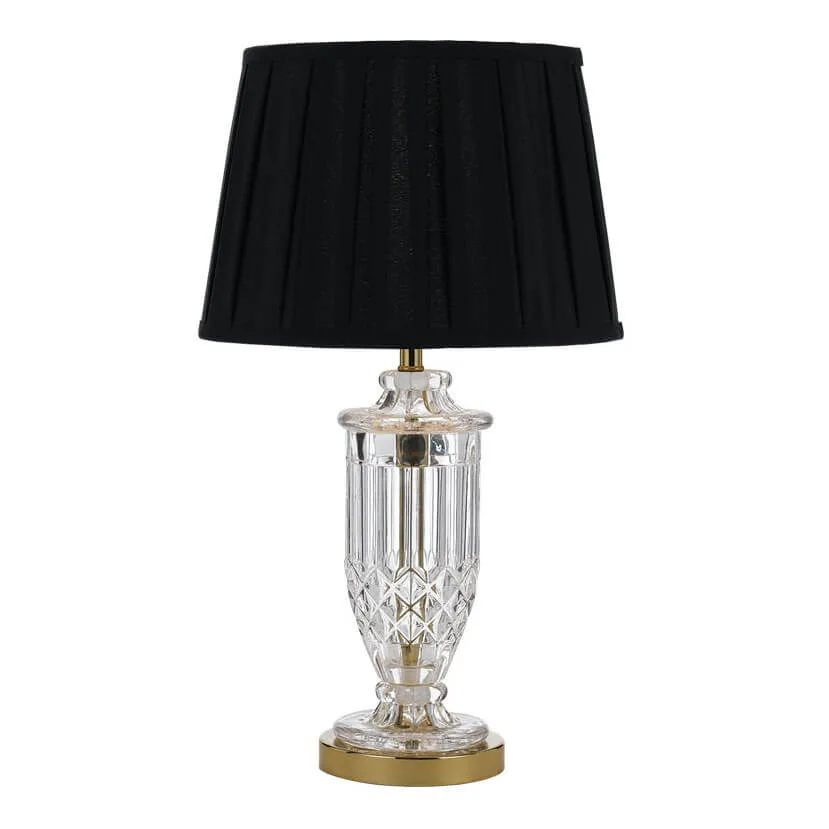 Admiralty Opulent Clear Glass Table Lamp in Black and Gold - Telbix Adria