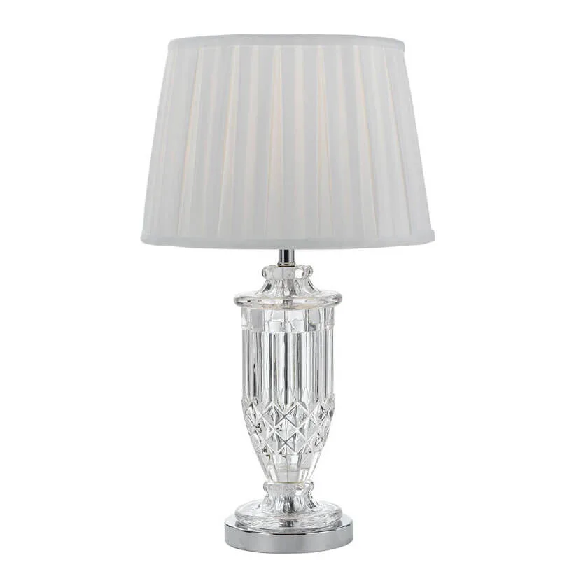 Admiralty Opulent Clear Glass Table Lamp in Chrome and White - Telbix Adria
