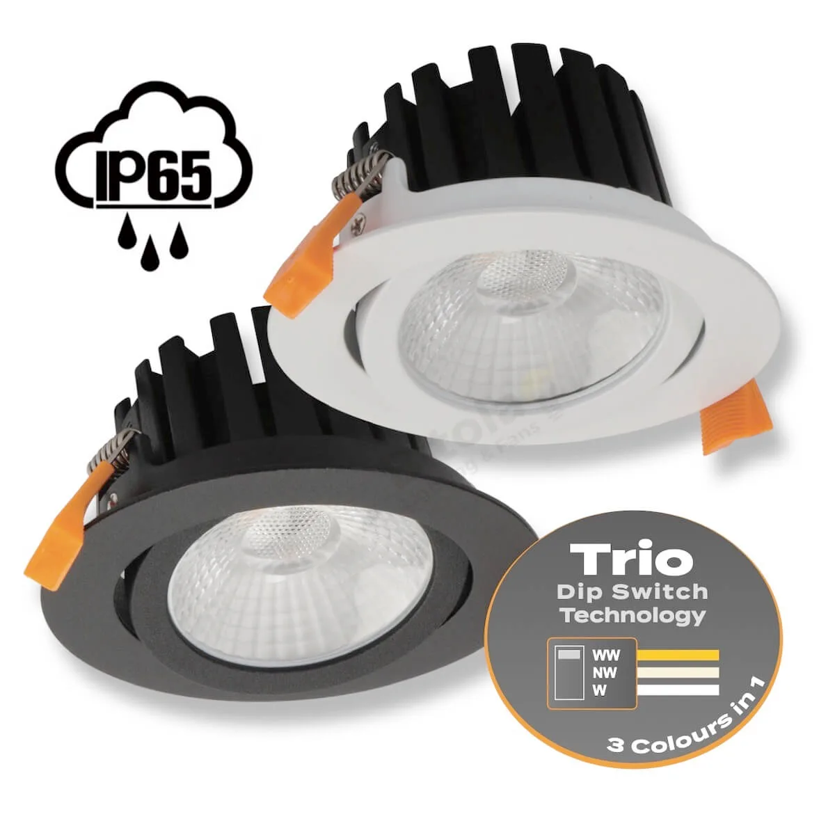Domus Aqua Tilt Trio Gimble Low Glare 13w Downlight - IP65 Rated