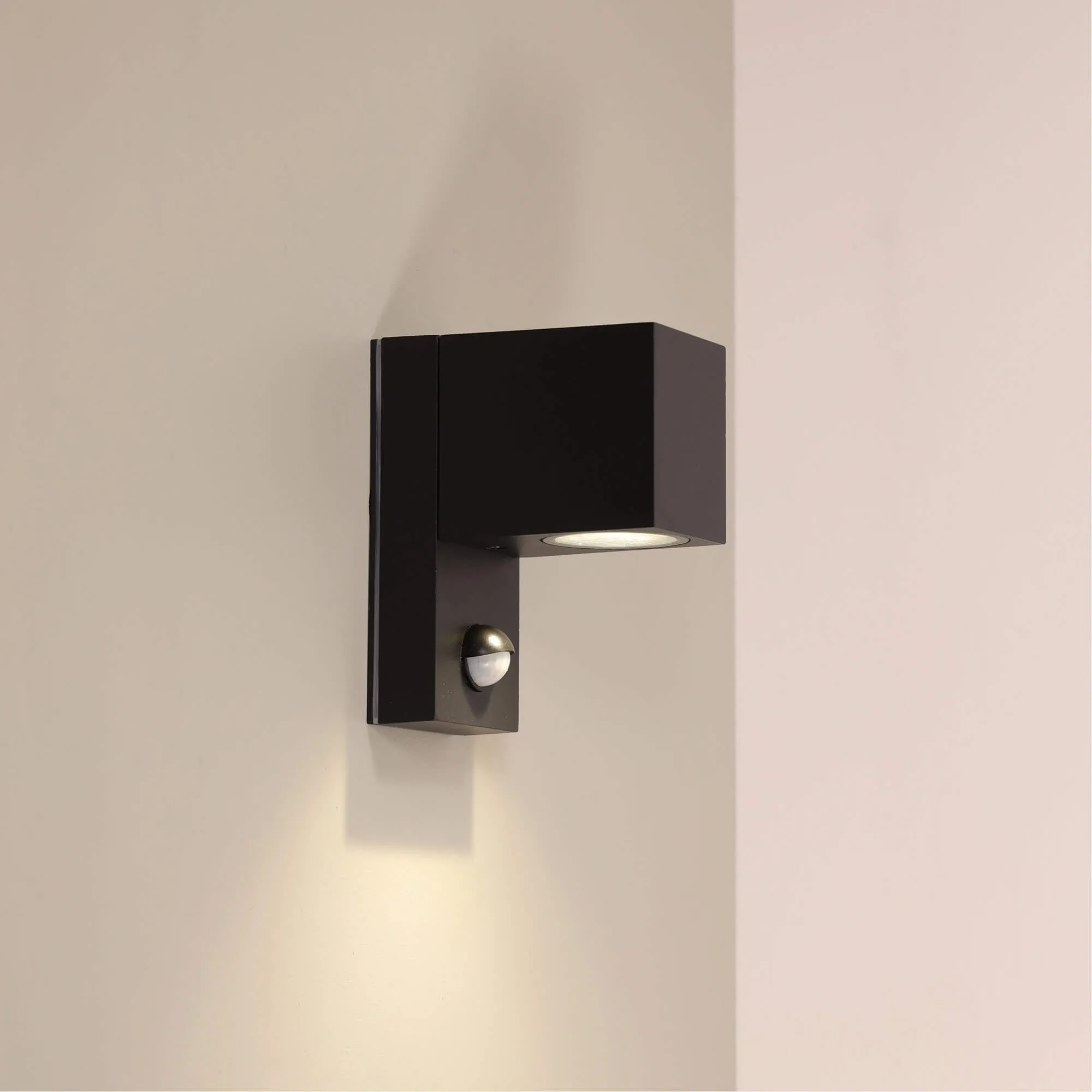 Oriel Atlas Sensor IP54 Fixed Down Square Outdoor Wall Light - Black or White