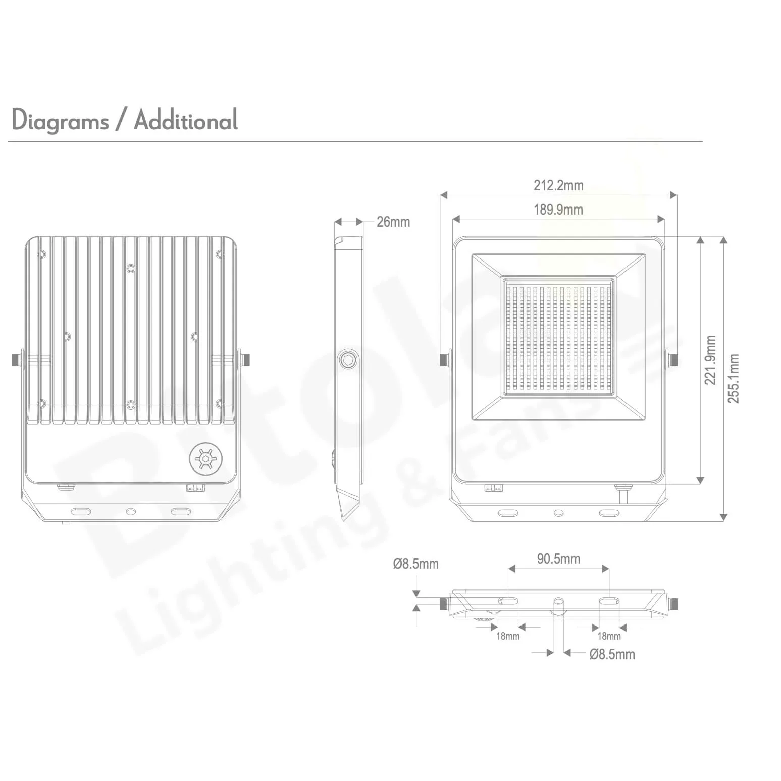 Domus Blaze-Pro 50/70/100w LED Selectable IP66 Floodlight with Optional PIR Sensor