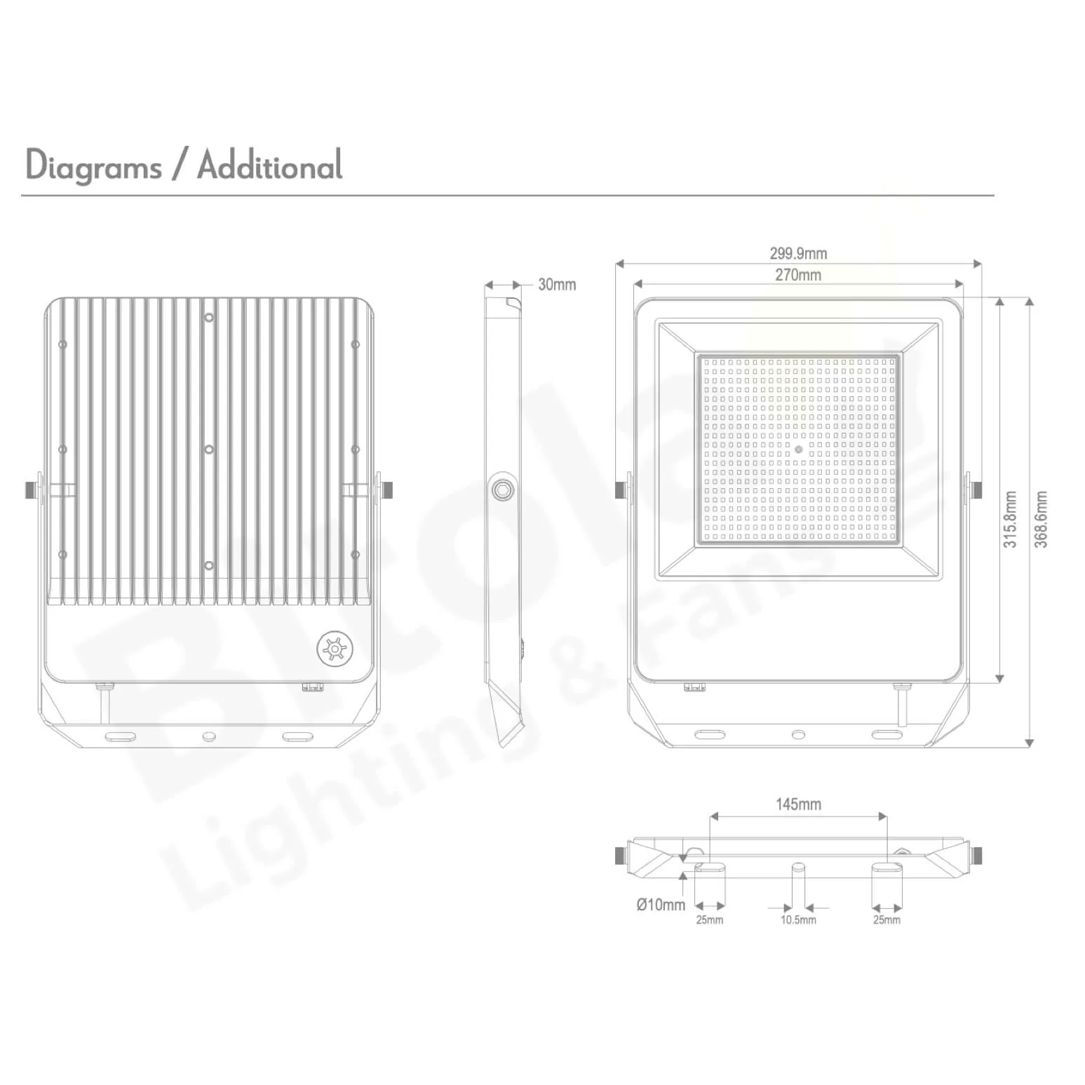 Domus Blaze-Pro 100/150/200w 120 Degree LED Selectable IP66 Floodlight with Optional PIR Sensor