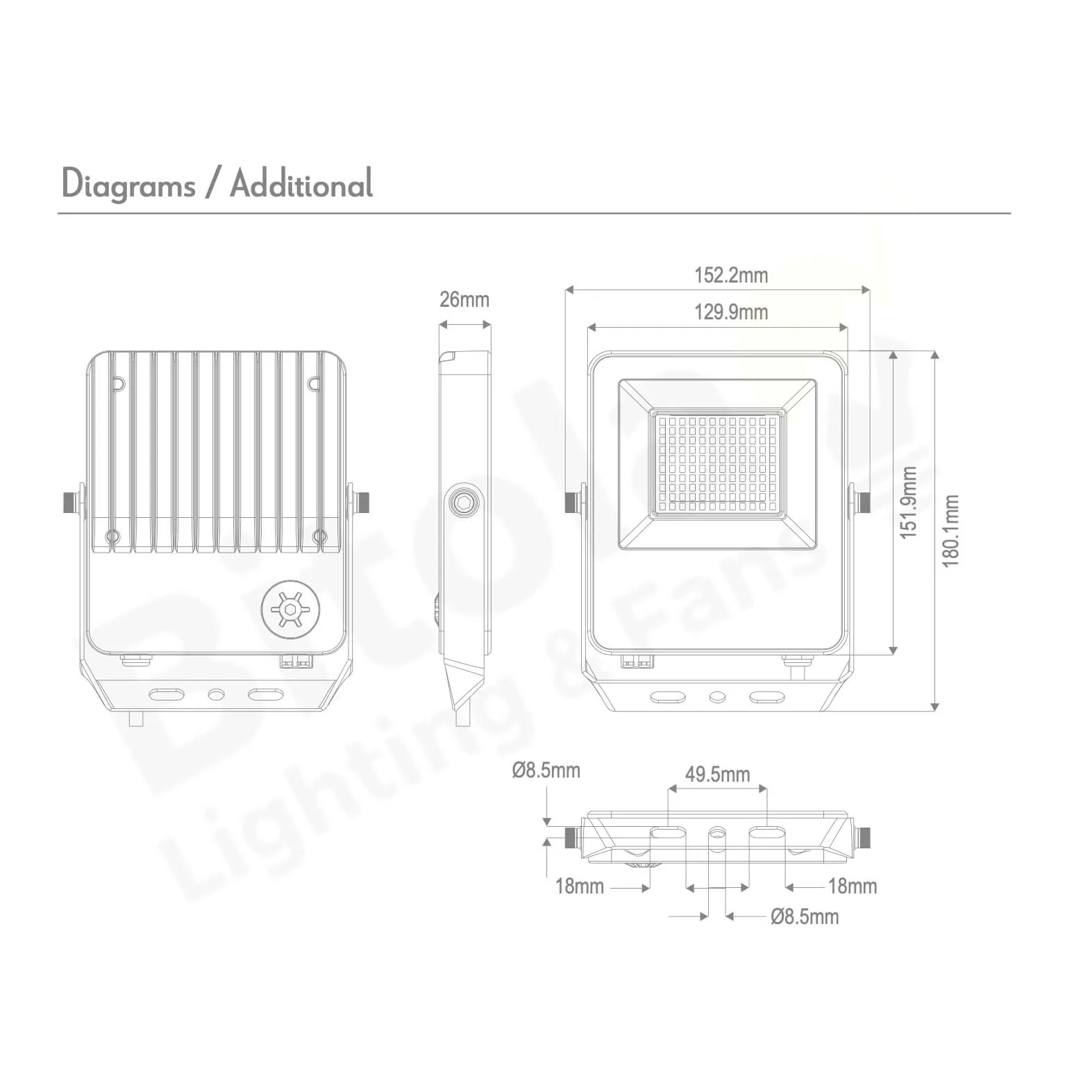 Domus Blaze-Pro 20/30/50w LED Selectable IP66 Floodlight with Optional PIR Sensor