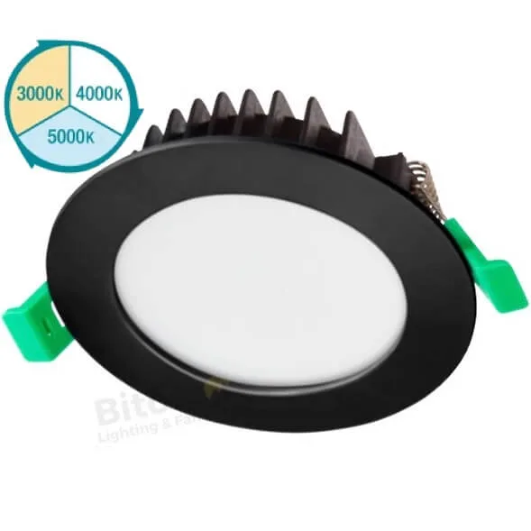 Martec Blitz II Flush Face Tri Colour Dimmable 10w LED Downlight Kit - Black