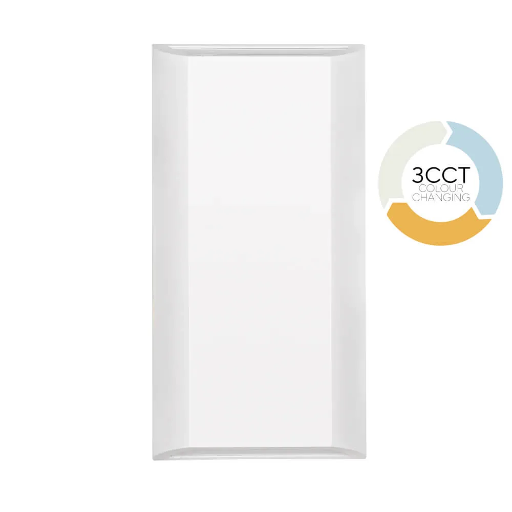 Telbix Bloc 8W White IP65 LED Tri-Colour Up and Down Outdoor Wall Light