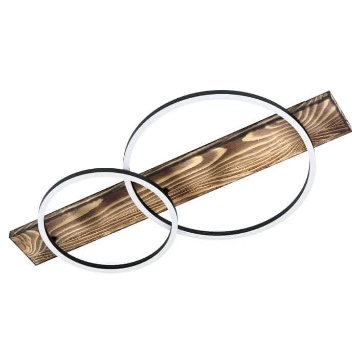Eglo Boyal 24w LED 2 Halo Ring CTC Ceiling Light with Timber
