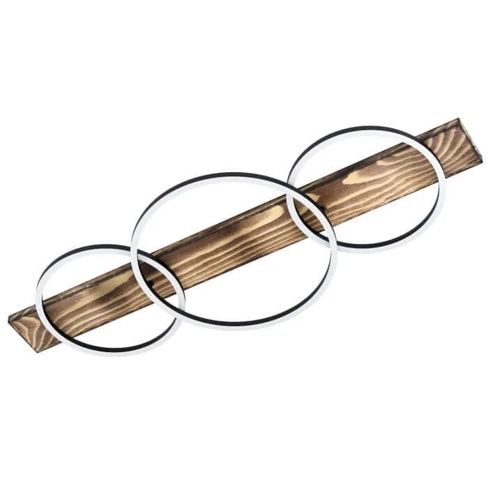 Eglo Boyal 36w LED 3 Halo Ring CTC Ceiling Light with Timber