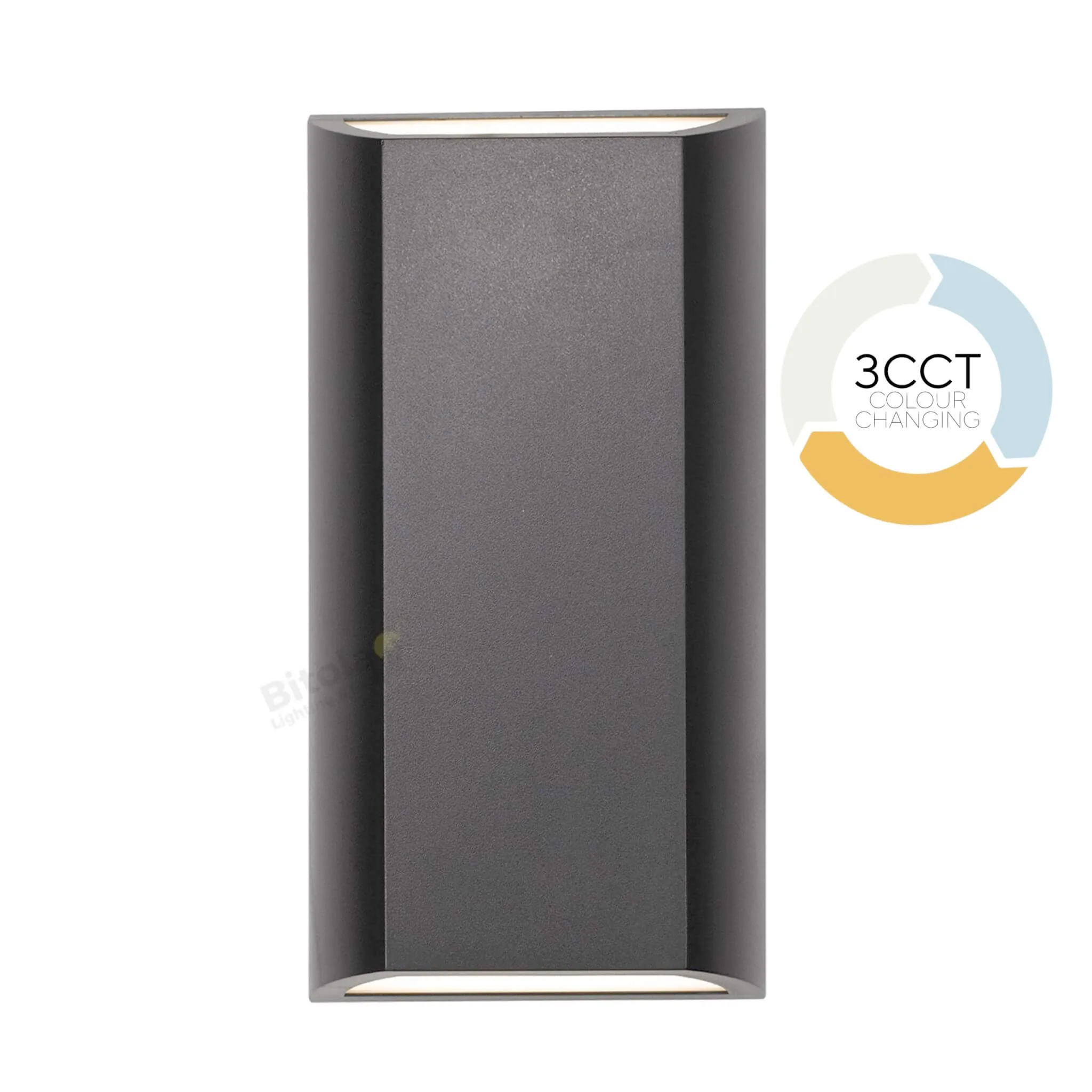 Telbix Bloc 8W Black IP65 LED Tri-Colour Up and Down Outdoor Wall Light