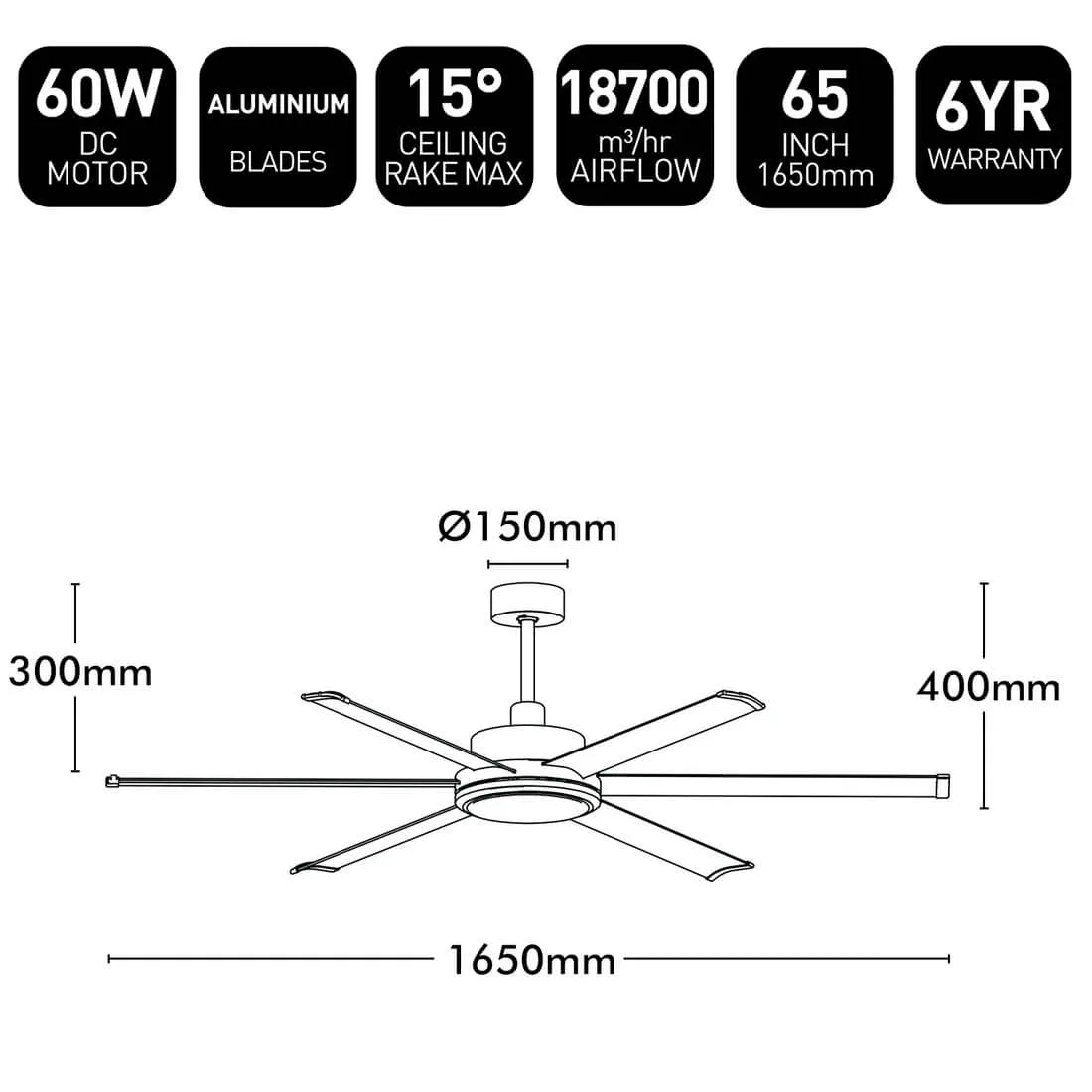 Brilliant Colossus II 65" 22979 Dimensions