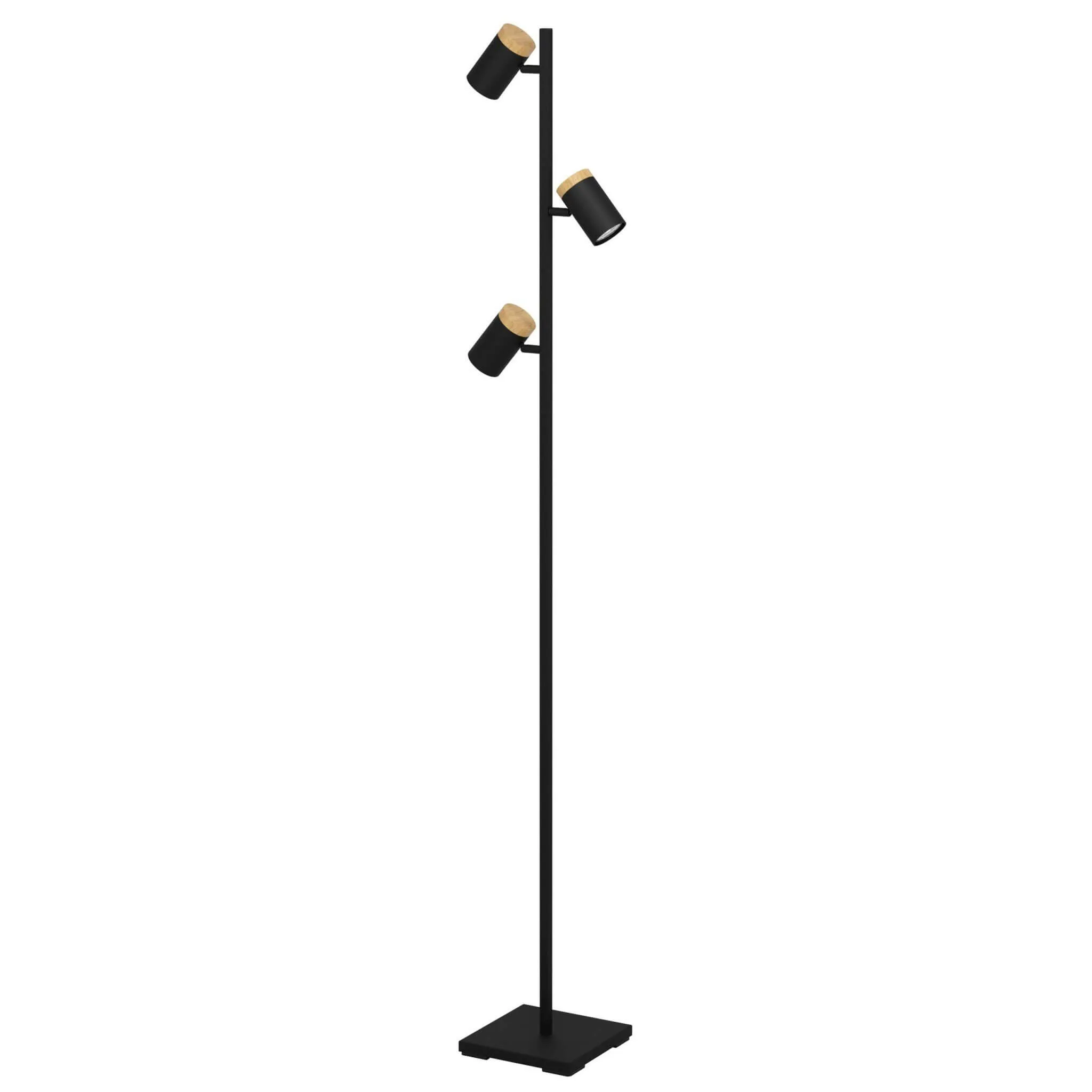 Eglo Cartagena 3 Light LED Floor Lamp in Black / Wood
