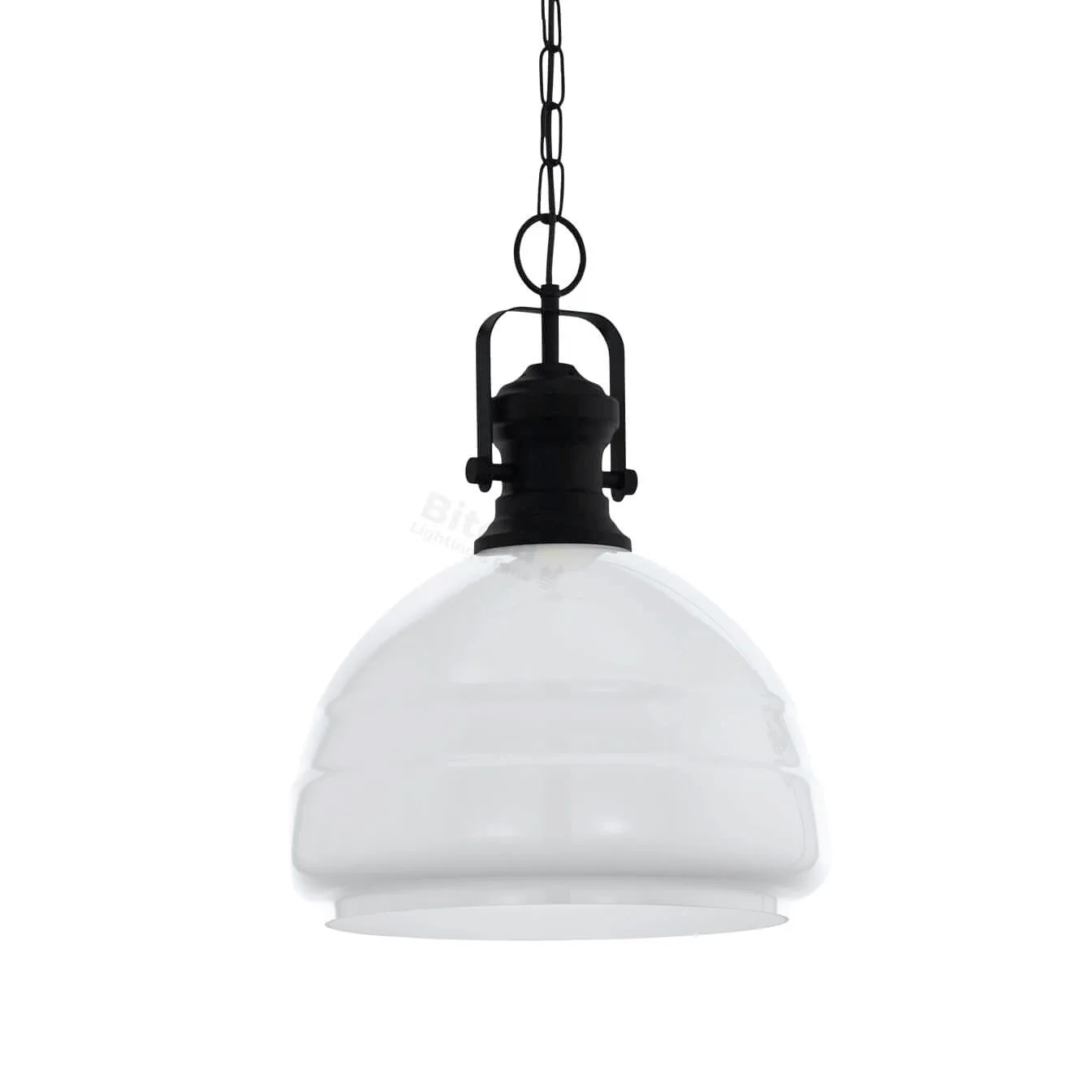 Eglo Combwich 1 Black Metal and Opal Glass Ceiling Pendant