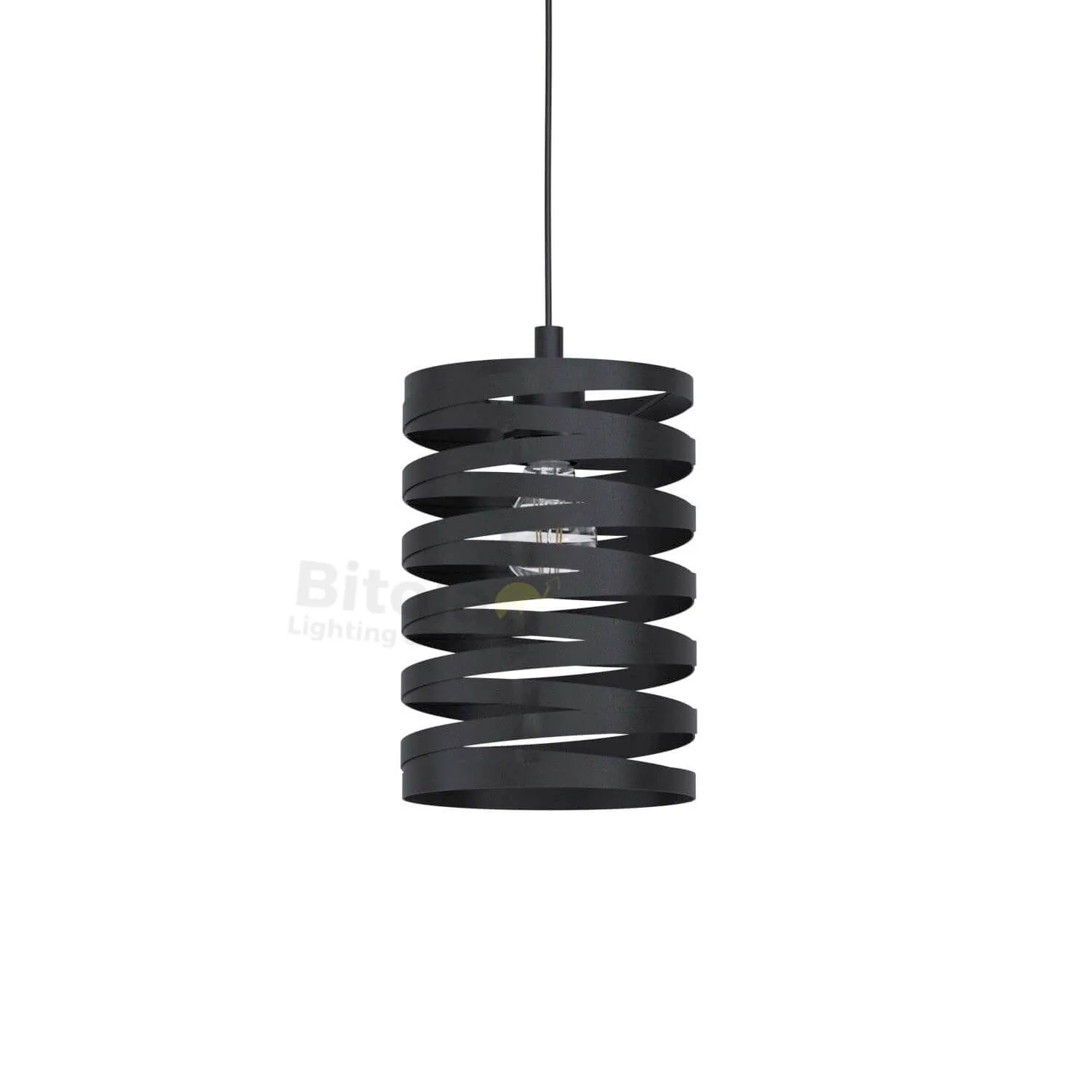 Eglo Cremella Small 1 Light Black Steel Spiral Ceiling Pendant