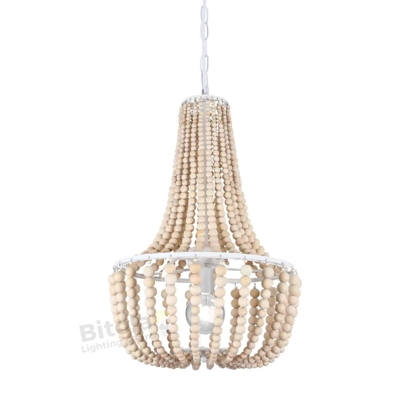 Oriel Cascara 1 Light Natural Beaded Wood Coastal Pendant Chandelier
