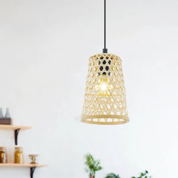 Eglo Claverdon Small 18cm 1 Light Rattan Woven Cane Ceiling Pendant