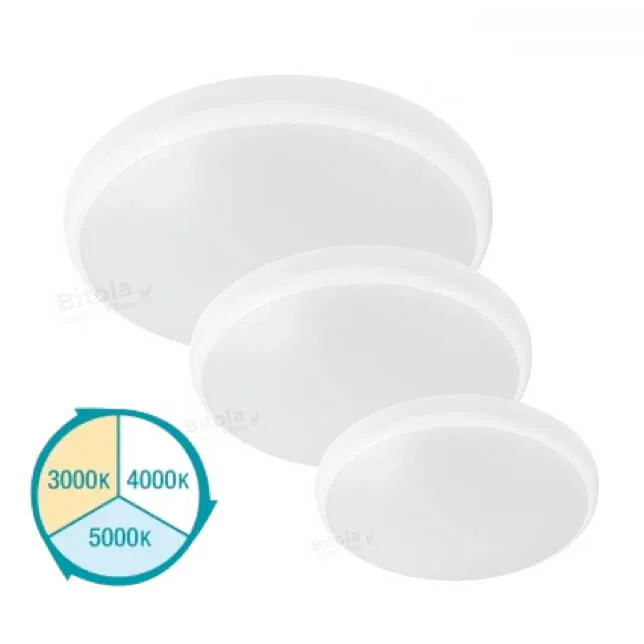 Martec Conrad Low Profile Flush Mount Tri-Colour LED Oyster Lights in White