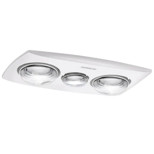 Martec Contour 2 3-in-1 Bathroom Heater with 2 Heat Lamps, Exhaust Fan and LED Light - White
