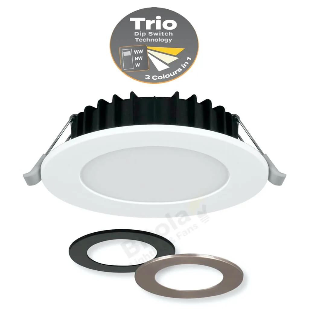 Domus Tick 8W Dimmable Flush Face Tri-Colour Downlight