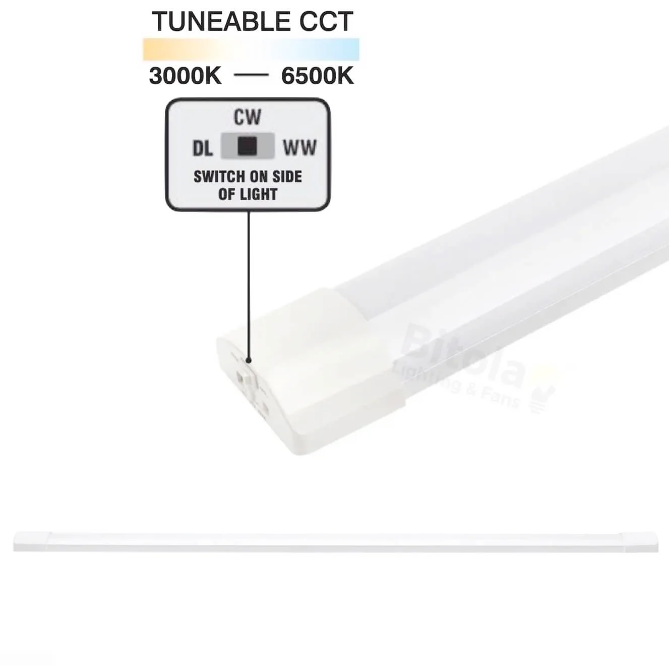 Brilliant Slimline Dual-Watt 20W/40W LED Tri-Colour Linear Batten Light