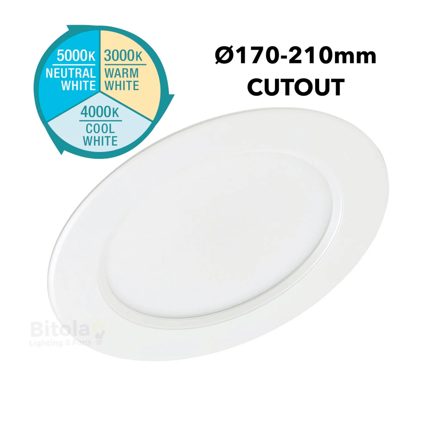 Martec Discus Large Dual-Wattage 20w / 30w Tri-Colour LED Downlight