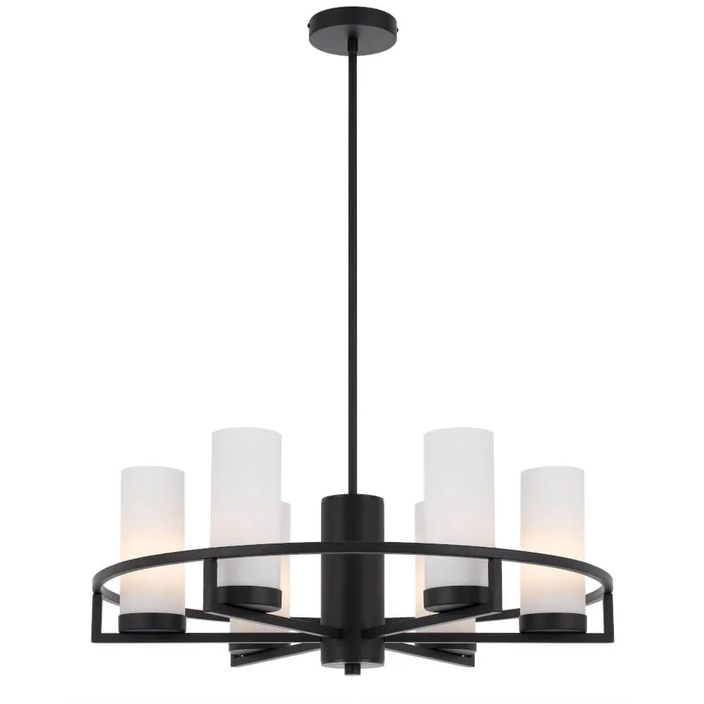 Telbix Eamon 6 Light Round Ceiling Pendant Light in Black or Brass