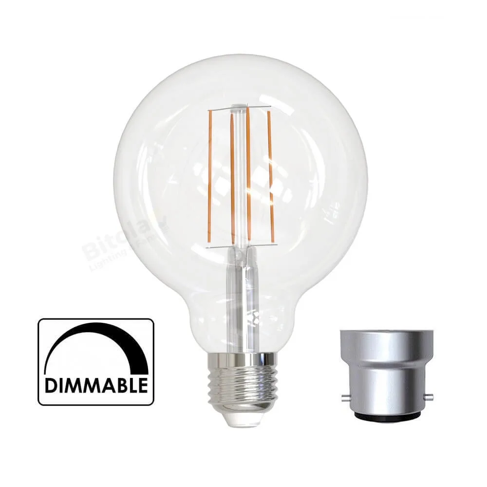 Eglo G95 Clear Glass Sphere 5w LED Filament Globe - 500 Lumens