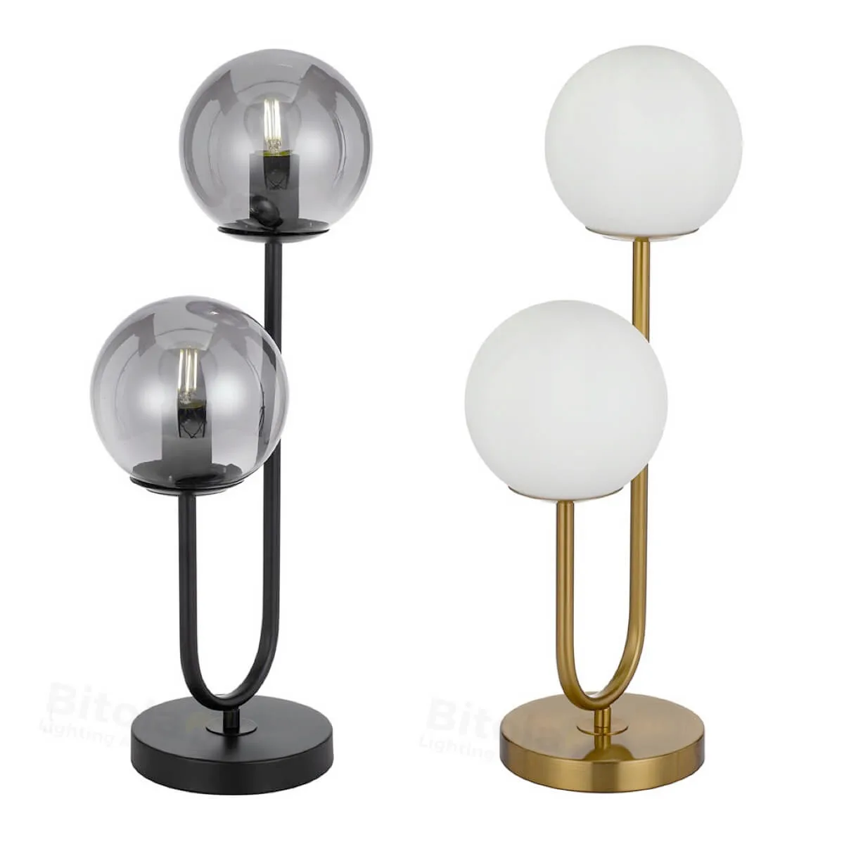 Telbix Eterna 2 Light Table Lamp with Opal Glass Ball Shades