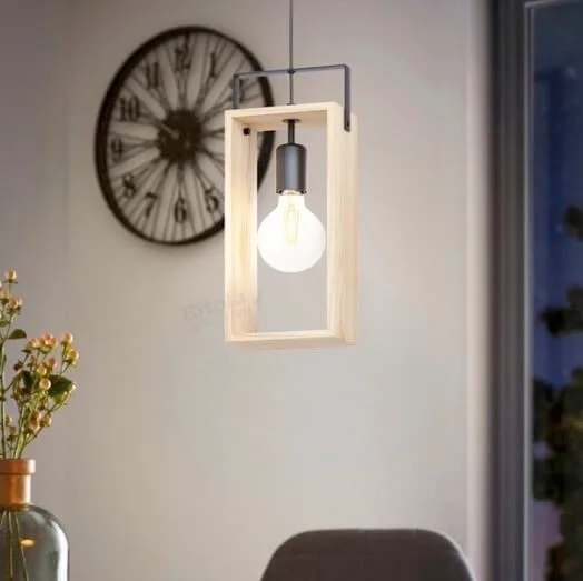 Eglo Famborough 1 Light Retro Timber Single Ceiling Pendant