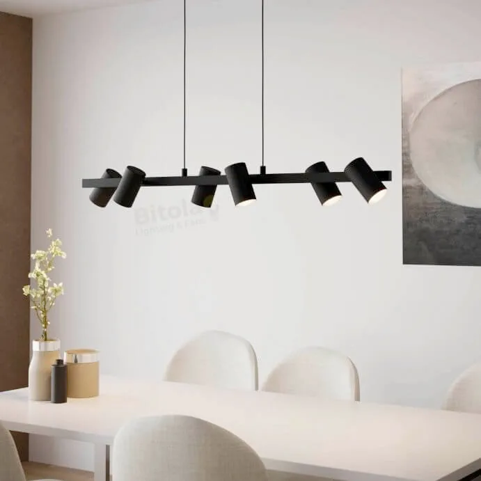 Eglo Gatuela 1 Black 6 Light Linear Bar Ceiling Pendant
