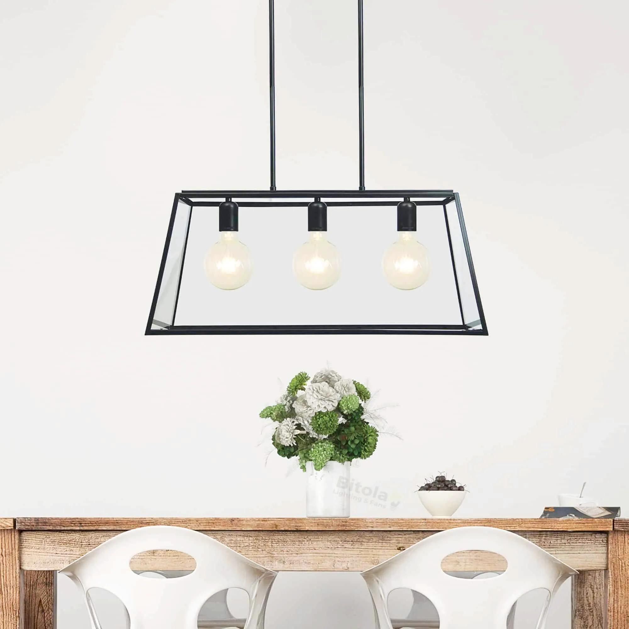 Oriel Eaton 70cm 3 Light Black Frame Ceiling Pendant