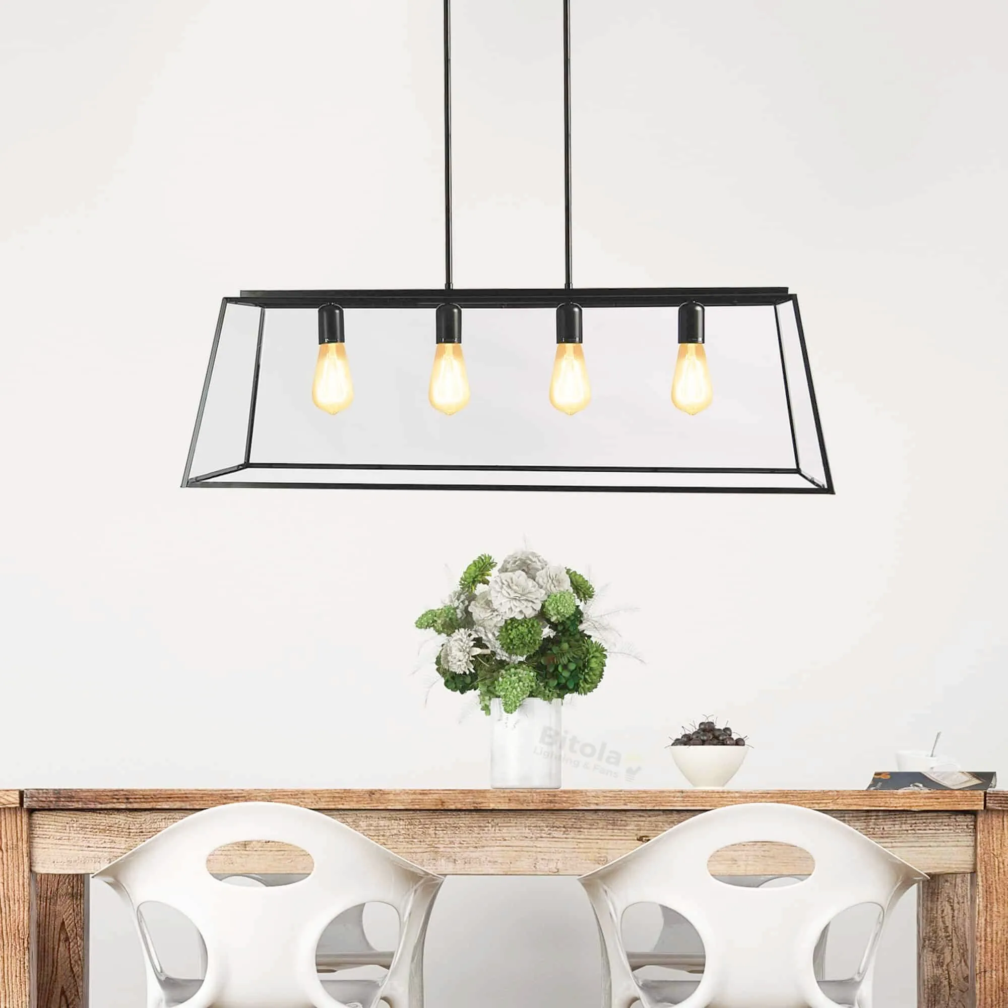 Oriel Eaton 100cm 4 Light Black Frame Ceiling Pendant