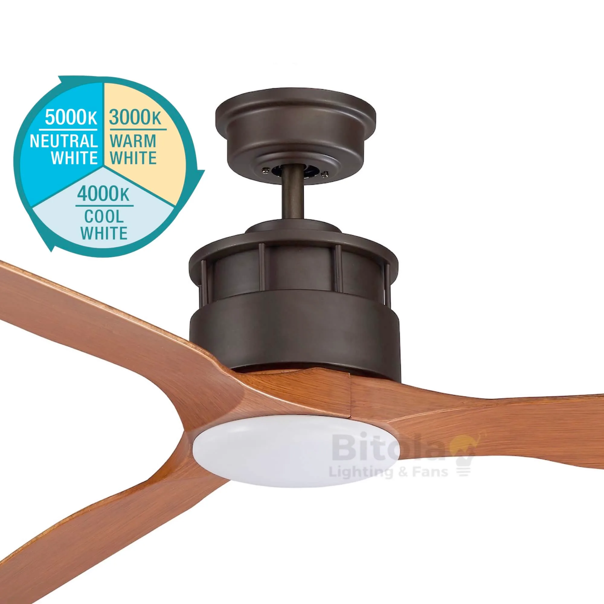 Martec Governor 60" Ceiling Fan with Tri-Colour 15w LED Light - Old Bronze / Teak