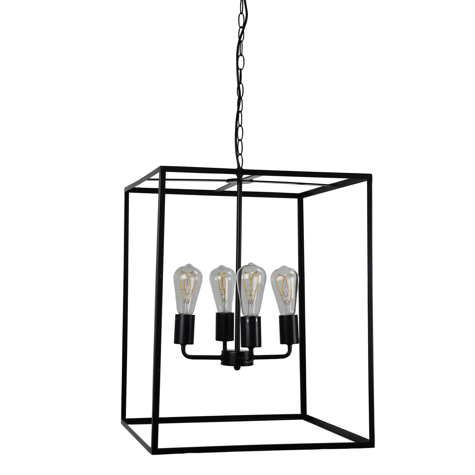 Oriel Hampton Black 45cm 4 Light Modern Industrial Ceiling Pendant