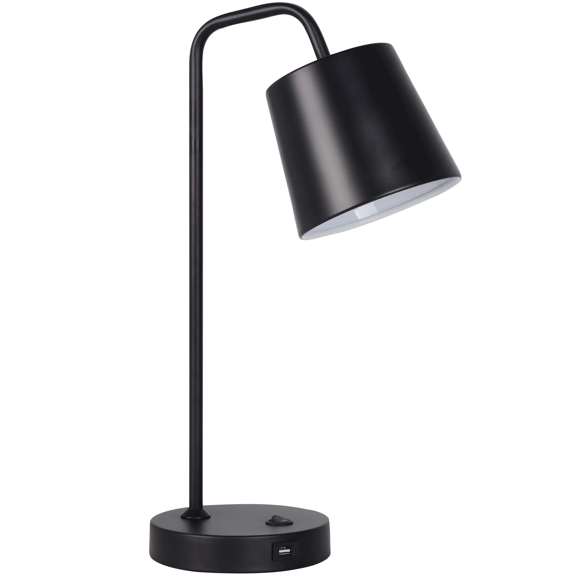 Oriel Henk Metal Desk / Bedside Table Lamp with USB Charging Socket