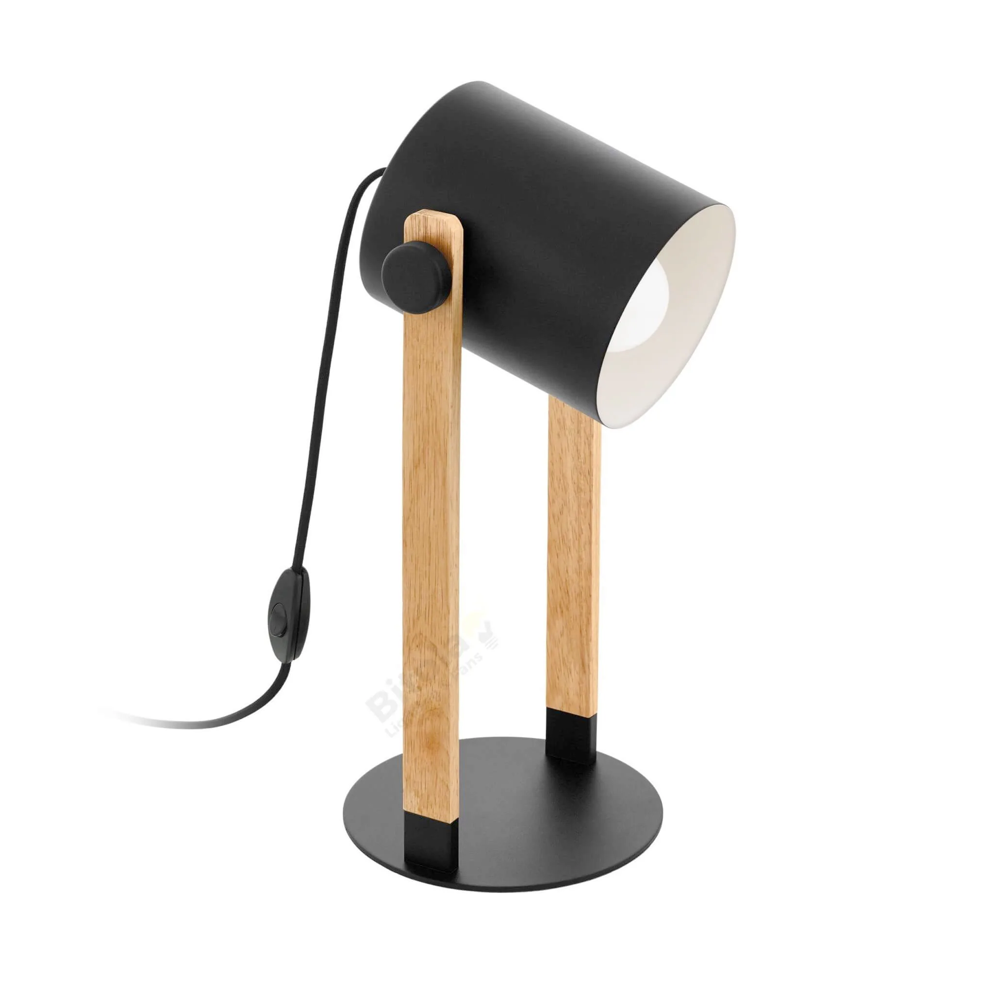 Eglo Hornwood Black and Timber Adjustable Table Lamp