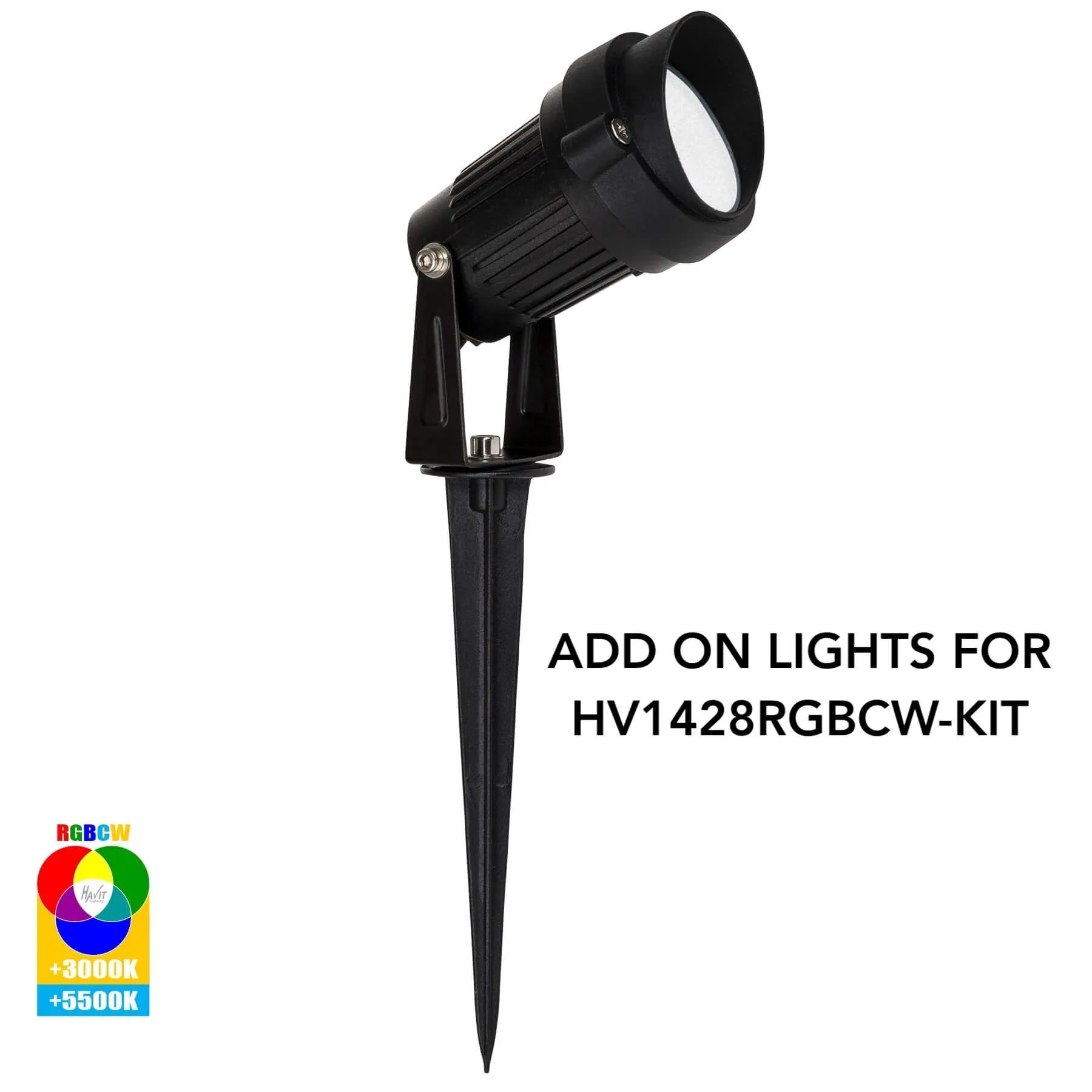 Havit Spitze Add-On HV1428RGBCW Black RGB + White Smart WiFi Garden Spike Lights for Kit