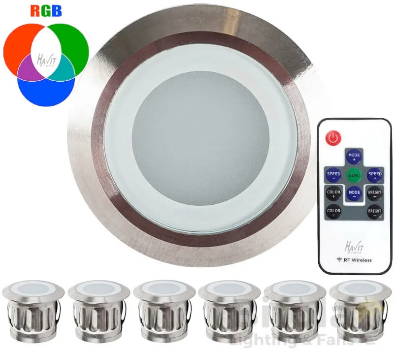 Havit Flame HV2826RGB Colour Changing 6 Pack DIY 316 Stainless Steel LED Deck Lights