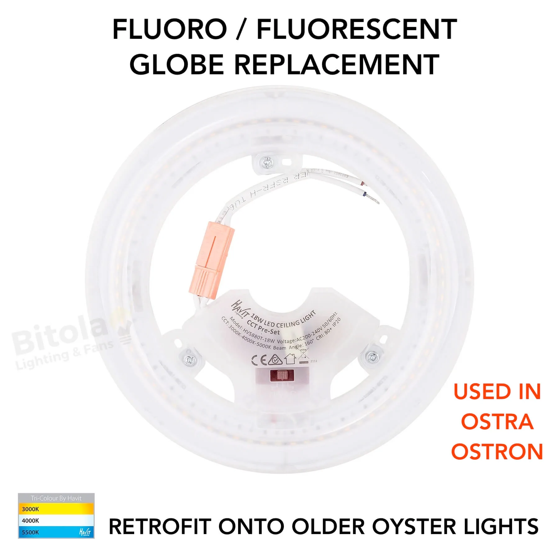 Havit HV5880T 12w / 18w / 28w LED Ceiling Flush Oyster Light Panels - Retrofit Globes