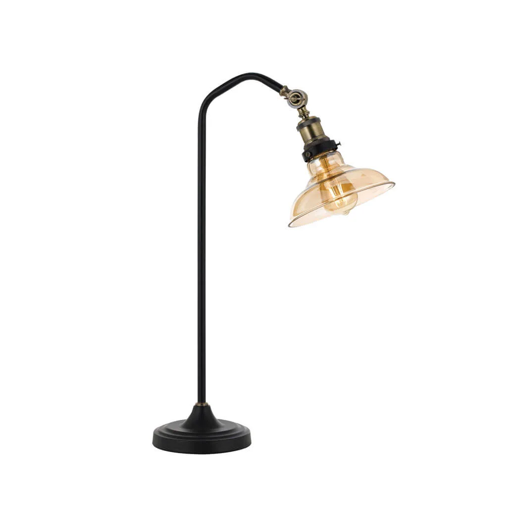 Telbix Hertel Table Lamp with Amber Glass Shade