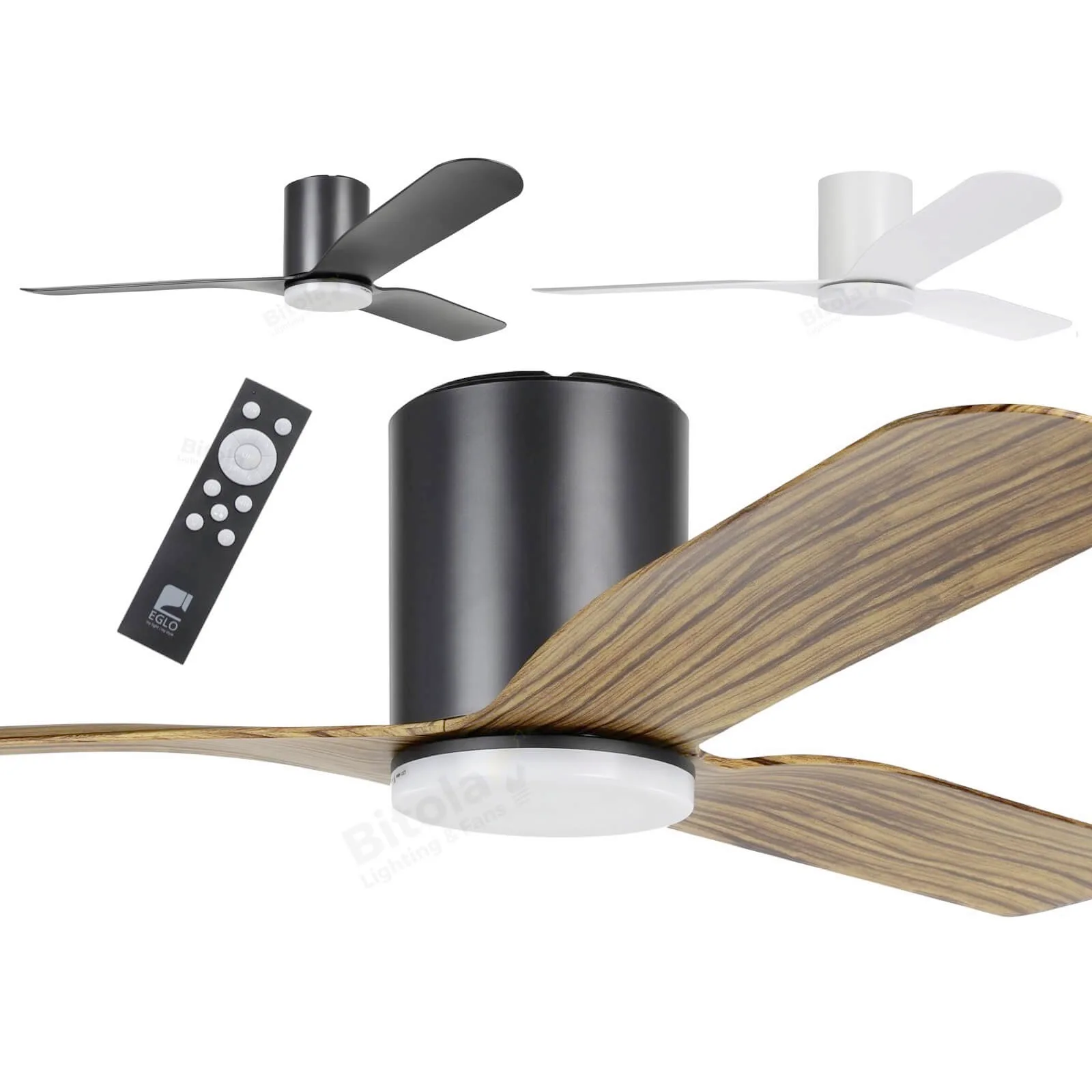 Eglo Iluka 52" Flush DC Ceiling Hugger Fan with Tri-Colour 20w LED Light