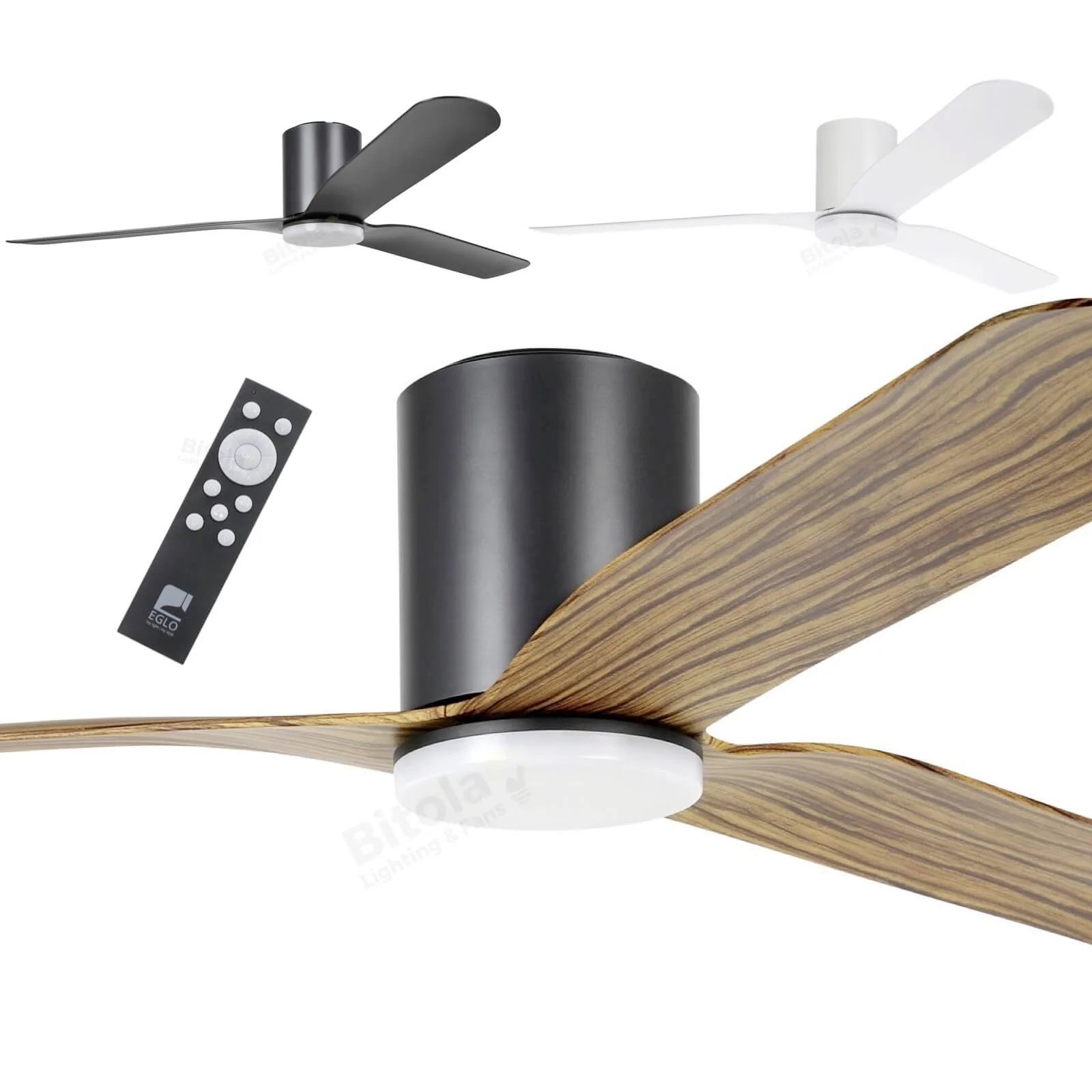 Eglo Iluka 60" Flush DC Ceiling Hugger Fan with Tri-Colour 20w LED Light
