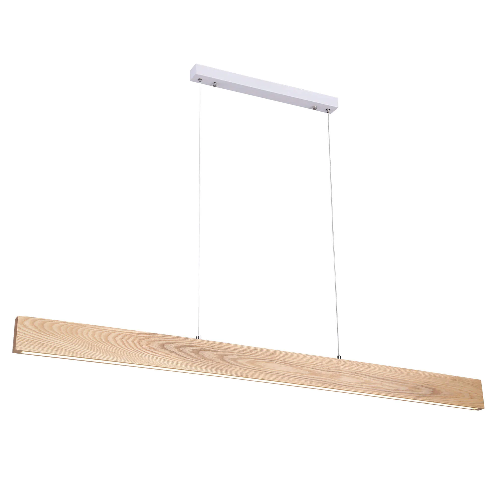 Oriel Langtoft Hand-Finished Ash Wood Linear 24w LED Ceiling Pendant Light