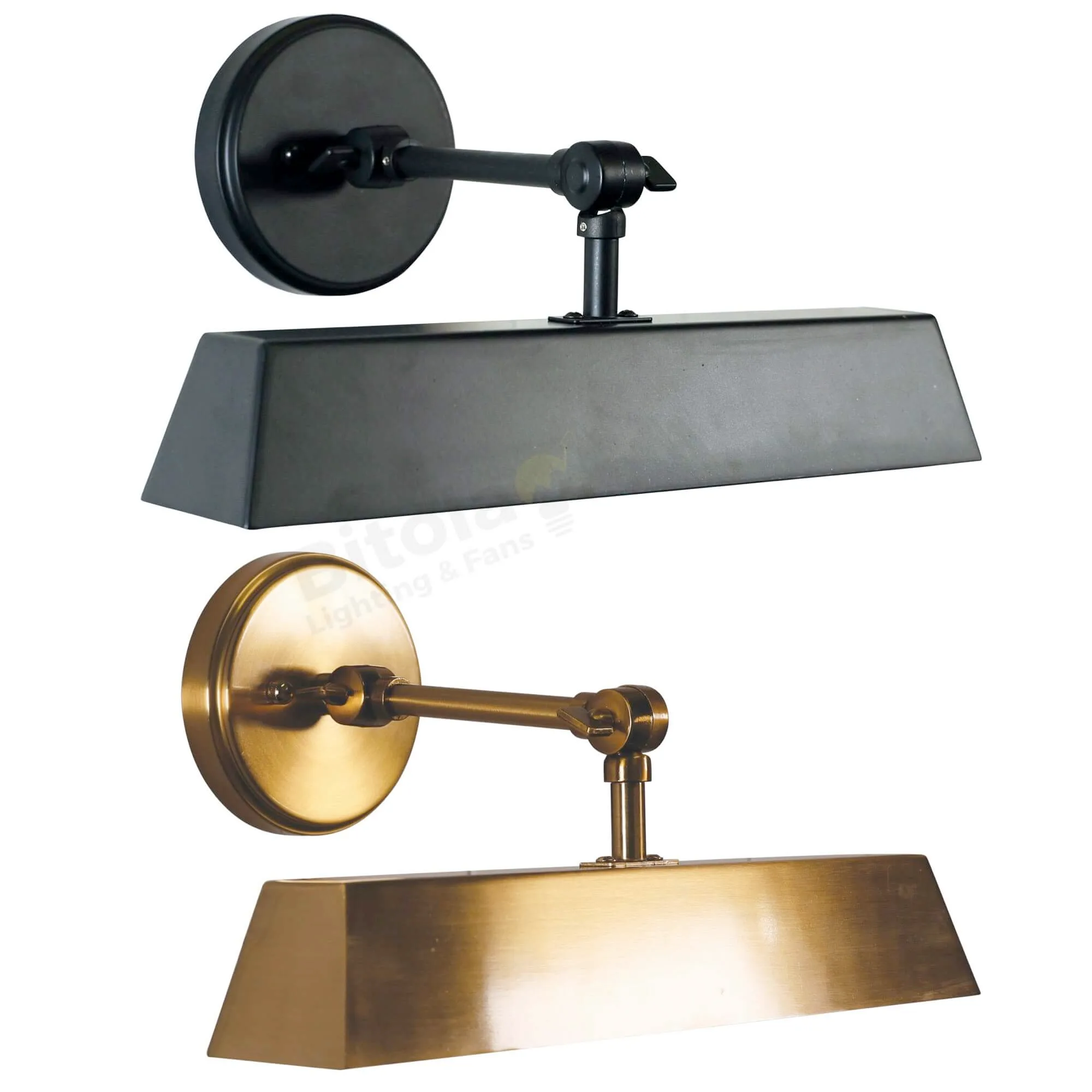 Oriel Loxby Adjustable Picture Light Wall Lamp in Black or Satin Brass