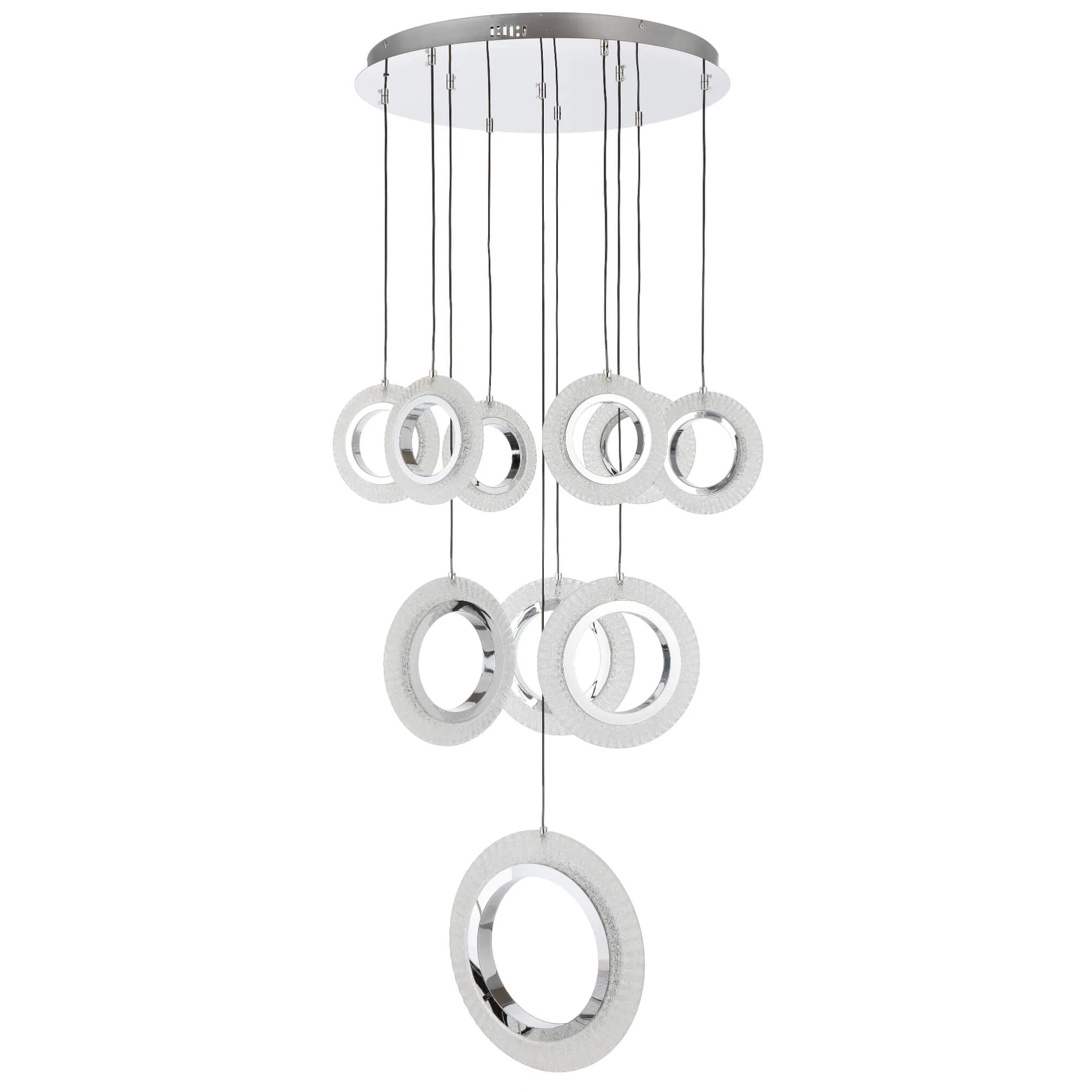 Telbix Luna 10 Ring LED Round Ceiling Pendant Light in Chrome