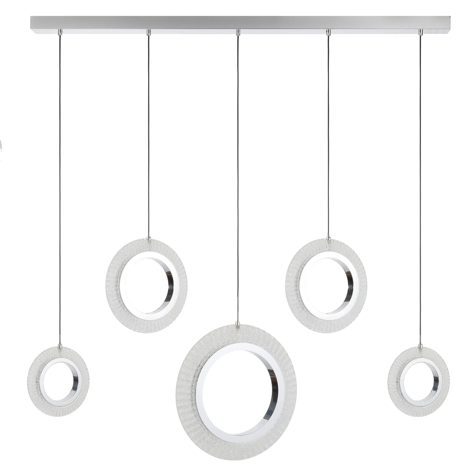 Telbix Luna 5 Ring LED Bar Ceiling Pendant Light in Chrome