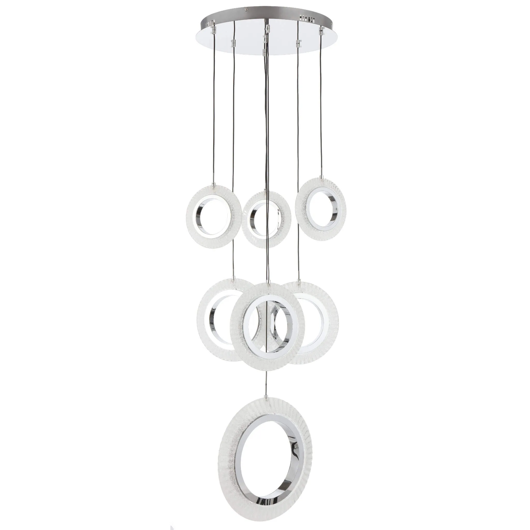 Telbix Luna 7 Ring LED Round Ceiling Pendant Light in Chrome