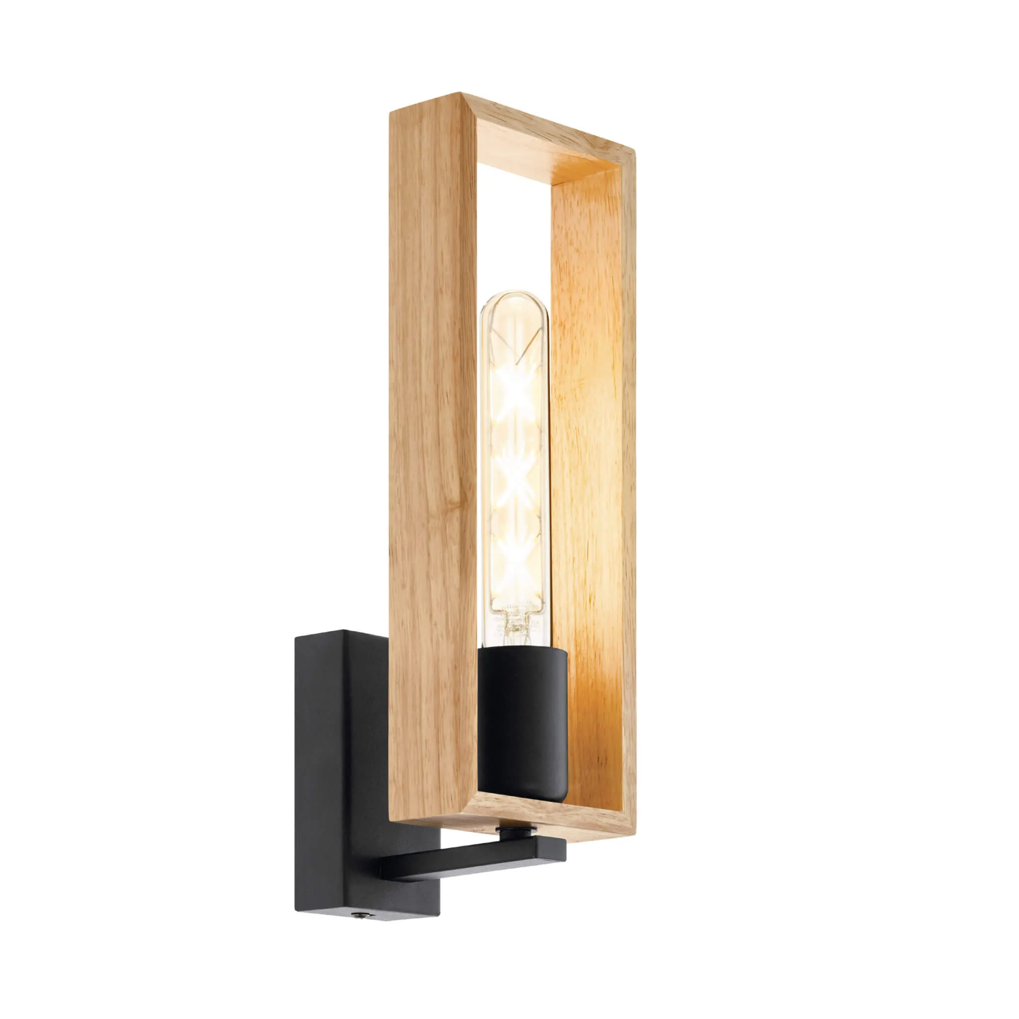 Eglo Littleton Nordic Black and Timber Wall Light