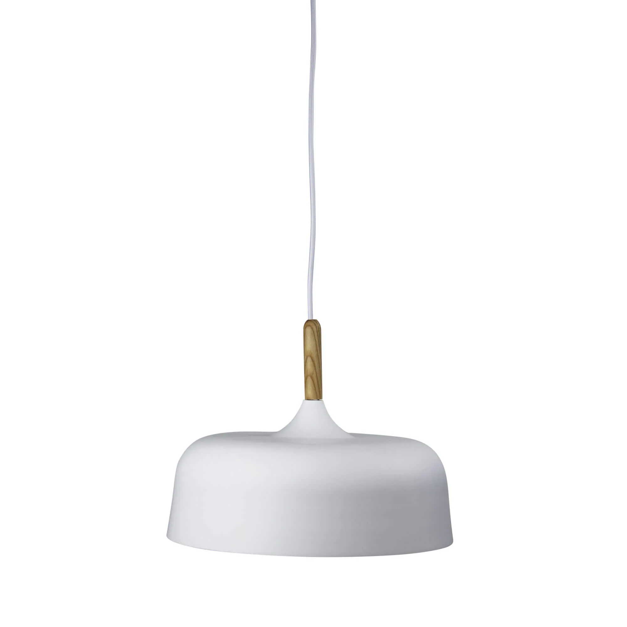 Oriel Malt 32 White and Timber Retro Industrial Ceiling Pendant Light