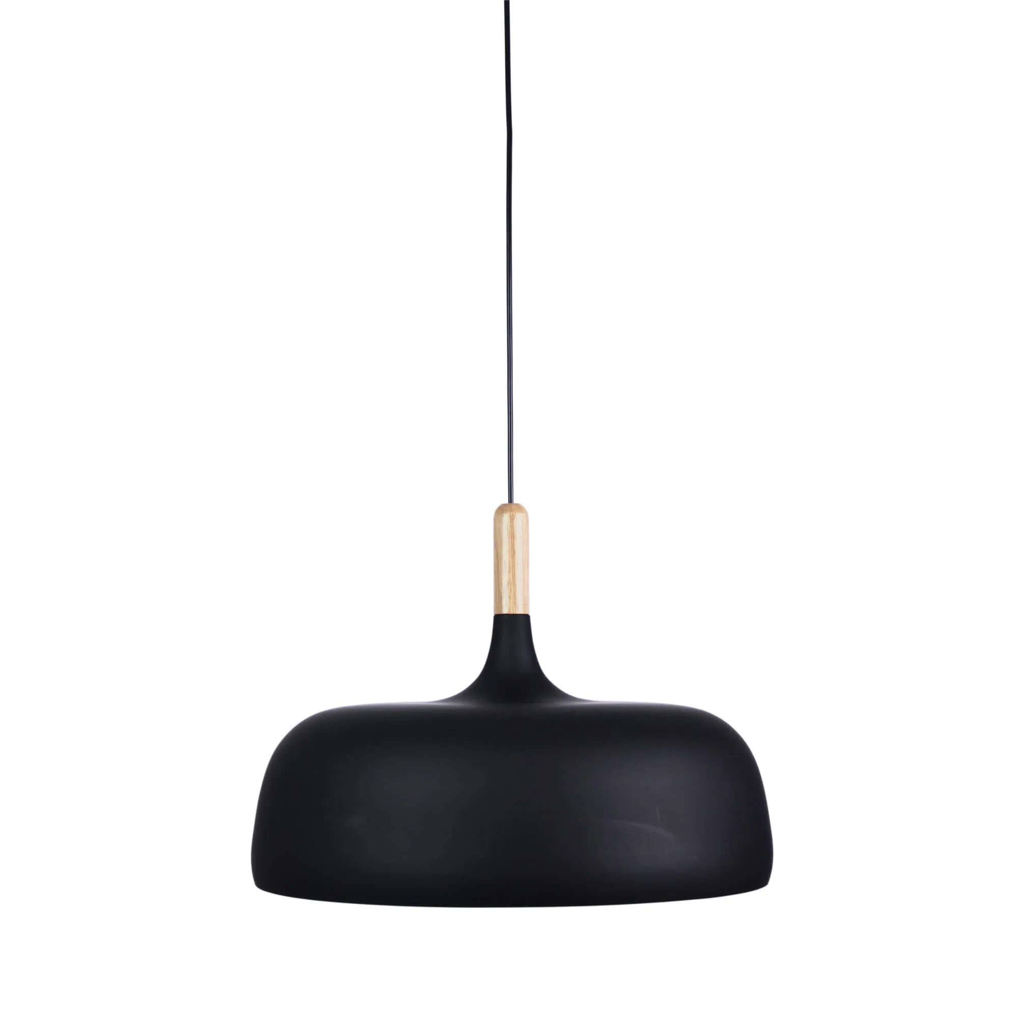Oriel Malt 48 Black and Timber Retro Industrial Ceiling Pendant Light