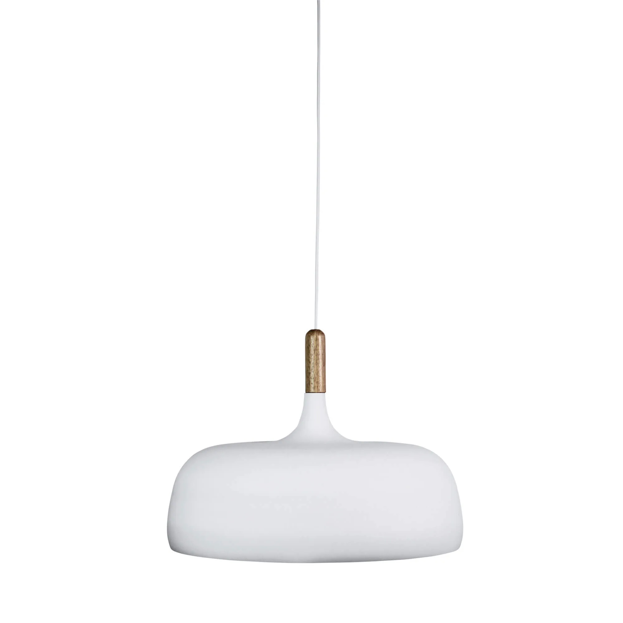 Oriel Malt 48 White and Timber Retro Industrial Ceiling Pendant Light
